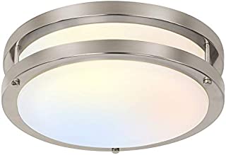 10 inch Flush Mount LED Ceiling Light Fixture, 17W [120W Equiv.] 1100lm, 3000K/4000K/5000K Adjustable Ceiling Lights, Brushed Nickel Saturn Dimmable Lighting for Hallway Bathroom or Kitchen