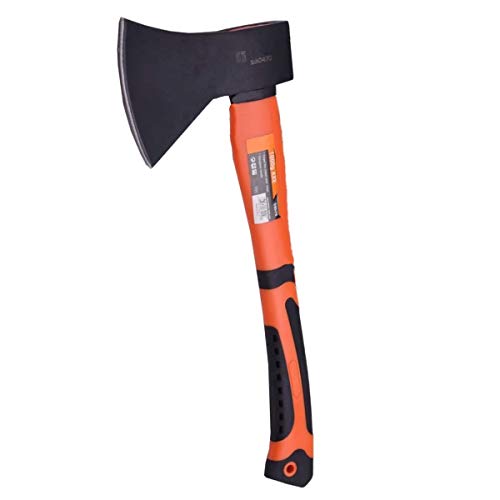 Edward Tools Harden Camping Axe 15 with Sheath - Forged Carbon Steel Head with Fiberglass Handle - Survival/Wood Splitting Hatchet for Hunting, Backpacking, Chopping Wood