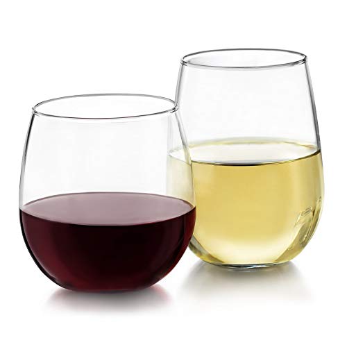 Libbey Stemless 12-Piece Wine Glass Party Set for Red and White Wines