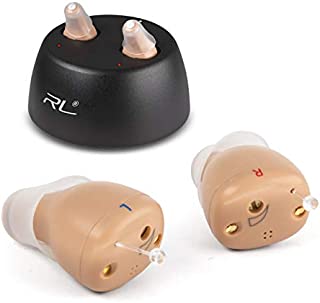 Rechargeable Hearing Amplifier to Aid and Assist Hearing of Seniors and Adults, Invisible Mini Digital Amplifiers Small & Light Weight - R&L C20 Pair