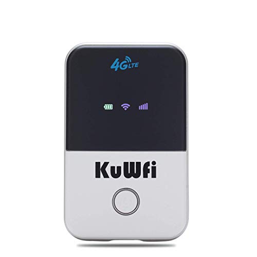 KuWFi 4G LTE Mobile WiFi Hotspot Unlocked Travel Partner Wireless 4G Router with SIM Card Slot Support B1/B3/B5/B7/B8/B20 in Europe Caribbean South America Africa