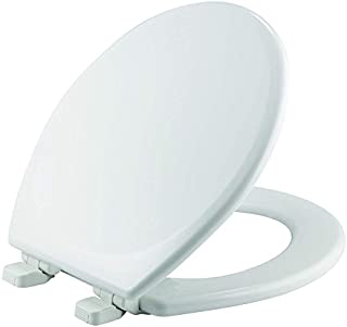 MAYFAIR 843SLOW 000 Lannon Toilet Seat will Slow Close and Never Loosen, ROUND, Durable Enameled Wood, White