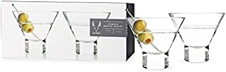 Viski Heavy Base Crystal Martini Glasses Set of 2, Lead-Free Premium Crystal Clear Glass, Stemless Martini Cocktail Glasses, Cocktail Glass Gift Set, 7.5 oz