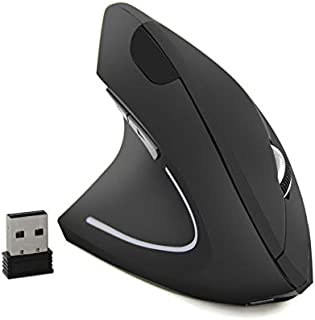 FIRSTMEMORY Wireless Vertical Mouse, Wireless Ergonomic Vertical Mouse, 2.4G High Precision Optical Mice 800/1200/1600DPI for PC Laptop Desktop Mac (Left Handed Rechargeable Mouse)