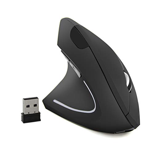 FIRSTMEMORY Wireless Vertical Mouse, Wireless Ergonomic Vertical Mouse, 2.4G High Precision Optical Mice 800/1200/1600DPI for PC Laptop Desktop Mac (Left Handed Rechargeable Mouse)