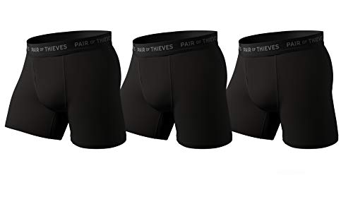 Pair of Thieves Super Soft Mens Boxer Briefs 3 Pack, Black, Large