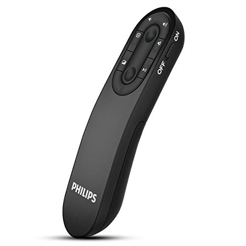 Philips Wireless Presenter Remote - Wireless Presentation Clicker for PowerPoint Presentations with Red Laser Pointer, 2.4GHz, USB Control, Plug and Play