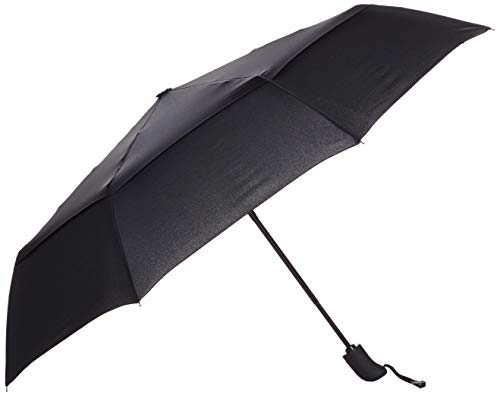 AmazonBasics Automatic Travel Small Compact Umbrella With Wind Vent - Black