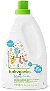 Babyganics 3X Baby Laundry Detergent, Fragrance Free, 60oz, Packaging May Vary