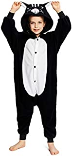 NEWCOSPLAY Unisex Children Black Cat Pajamas Halloween Costume (5)