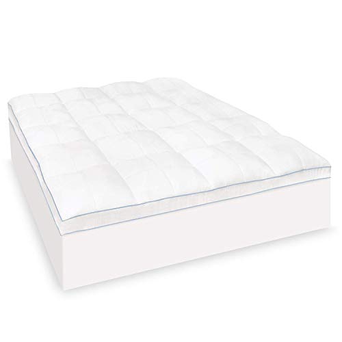 Charisma Luxury Plush 3.5-Inch Memory Foam Cluster and Gel Fiber Mattress Topper-Queen, White