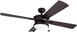 Prominence Home 50345-01 Auletta Outdoor Ceiling Fan, 52 ETL Damp Rated 4 Blades, LED Frosted Contemporary Light Fixture, Matte Black