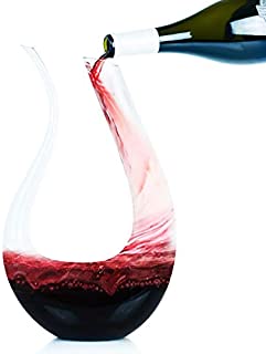 Galashield Wine Decanter 100% Hand Blown Lead-free Crystal Glass Red Wine Carafe U Shape Aerator