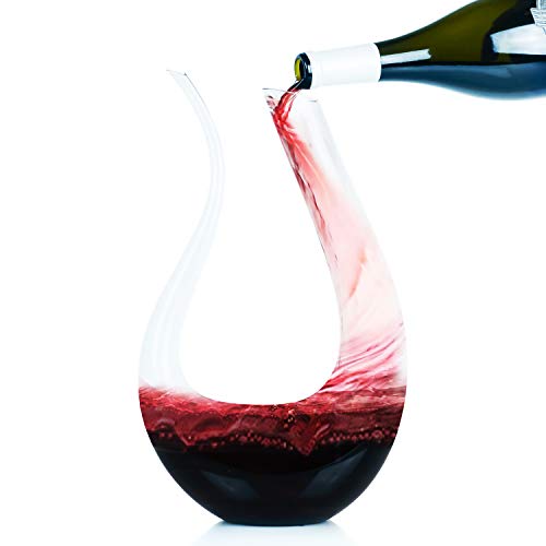 Galashield Wine Decanter 100% Hand Blown Lead-free Crystal Glass Red Wine Carafe U Shape Aerator