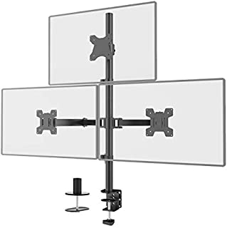 WALI Triple LCD Monitor Desk Mount Fully Adjustable Stand Fits 3 Screens up to 27 inch, 22 lbs. Weight Capacity per Arm (M003), Black