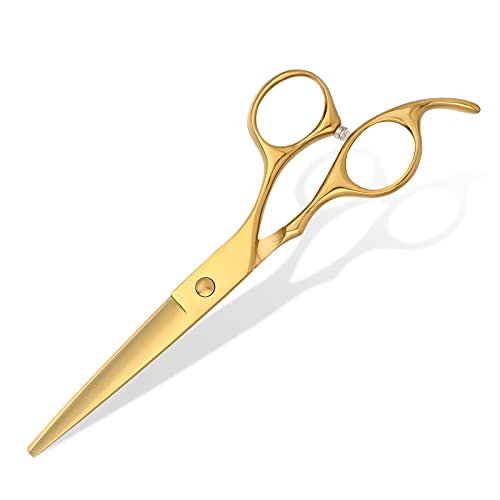 Hair Cutting Scissors Stainless Steel Haircut Scissors for Home Professional Salon Razor Edge Series Barber Hairdressing Shear for Man Woman Adults Kids (6.5 Inch Golden)
