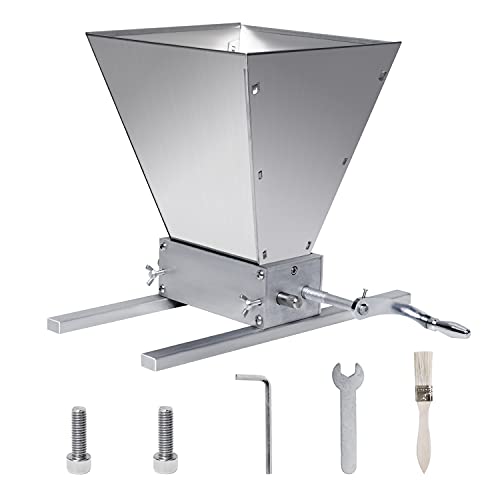 Manual Adjustable Barley Grinder, 2 Roller Malt Crusher Barley Crusher Grain Mill with Cleaning Brush, Use for Beer Brewing Grain Mill Homebrew Parts