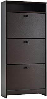 HOMCOM Trendy Shoe Storage Cabinet with 3 Large Fold-Out Drawers & a Spacious Top Surface for Small Items, Espresso