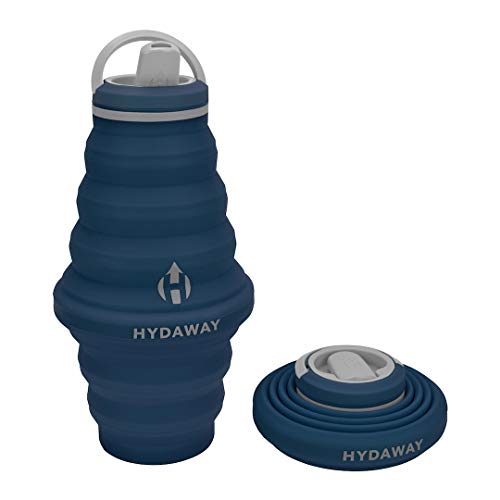 HYDAWAY Collapsible Water Bottle, 25oz Spout Lid | Ultra-Packable, Travel-Friendly, Food-Grade Silicone (Seaside)