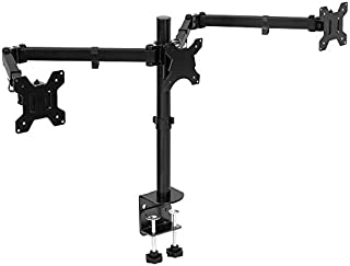 Mount-It! Triple Monitor Mount | 3 Computer Screen Desk Stand with Clamp and Grommet Base Fits Up to 24, 27, 32 Displays | Universal VESA Pattern 75x75 and 100x100