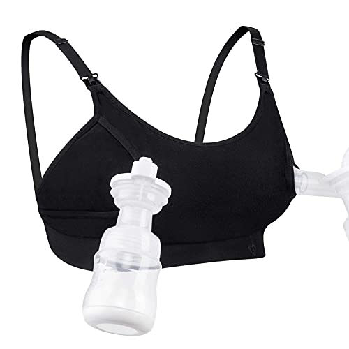 Hands Free Pumping Bra, Momcozy Adjustable Breast-Pumps Holding and Nursing Bra, Suitable for Breastfeeding-Pumps by Lansinoh, Philips Avent, Spectra, Evenflo and More(Black, Medium)