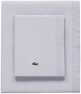 Lacoste 100% Cotton Percale Sheet Set, Solid, Light Grey, California King