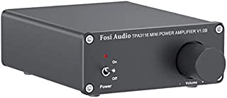 2 Channel Amplifier Stereo Audio Amp Mini Hi-Fi Class D Integrated TPA3116 Amp for Home Speakers 50W x 2, with 19V 4.74A Power Supply - Fosi Audio V1.0B Black