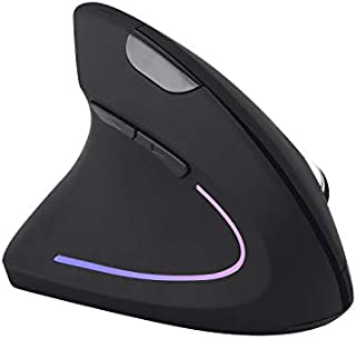 Zienstar-2.4G Wireless Left Handed Ergonomic Vertical Mouse - 800/1200/1600 DPI,Rainbow Backlit,5 Buttons for Laptop, Desktop, PC, MacBook - Black