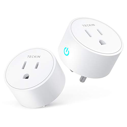 Smart Plug Works with Alexa, Google Assistant, SmartThings, TECKIN Mini WiFi Outlet with Timer Function, No Hub Required, Remote Control &Voice Control, White,FCC ETL Certified