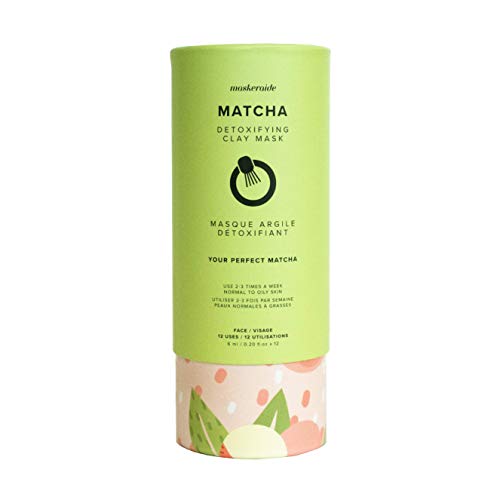 Maskeraide Matcha Green Tea Detoxifying Clay Mask with Kaolin Clay, Deep Cleaning, Detoxifying, Moisturizing, Anti Aging, Acne Clearing & Blackhead Remover Mask, Korean Skincare (Cylinder - 12 Uses)