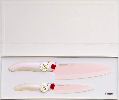 Kyocera Ceramic Knife SAKURA BLADE (Pink Blade) Set of 2 [Made in Japan]