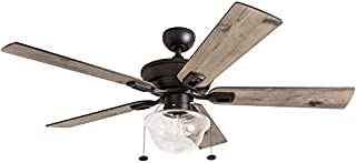 Prominence Home 80091-01 Abner Vintage Indoor/Outdoor Ceiling Fan, ETL Damp Rated 52