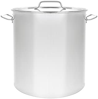 CONCORD Polished Stainless Steel Stock Pot Brewing Beer Kettle Mash Tun w/ Flat Lid (30 QT)