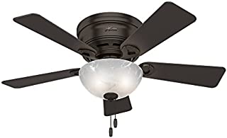 Hunter Haskell Indoor Low Profile Ceiling Fan with LED Light and Pull Chain Control, 42