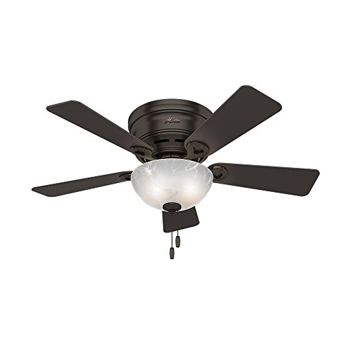 Hunter Haskell Indoor Low Profile Ceiling Fan with LED Light and Pull Chain Control, 42