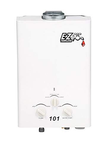 EZ 101 Tankless Water Heater - Propane (LPG) Gas - 2 GPM - Small - Portable - Point of use - Battery Powered Ignition - Camping - RV - Hunting