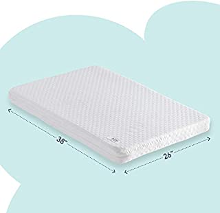 hiccapop Pack and Play Mattress Pad [Dual Sided] w/Firm Side (for Babies) & Soft Memory Foam Side (for Toddlers) | Memory Foam Play Yard Mattress Pad | Playard Mattress Fits Most Pack N Play Playpens