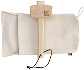 Lewis Bag and Wooden Mallet for Ice Crushing, Beachwood Wood Working Mallet with Vintage Style Ice Crusher, Bar Accessory Kit for Bartenders