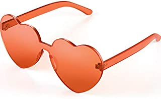 Maxdot Heart Shape Sunglasses Party Sunglasses (Wine red)