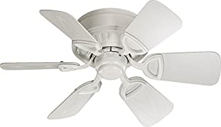 Quorum International 151306-8 Medallion 6-Blade Flush Mount Patio Ceiling Fan with Studio White ABS Blades, 30-Inch, Studio White Finish