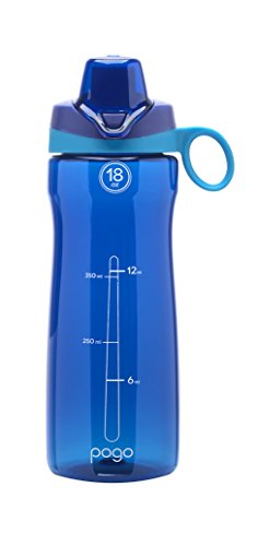 Pogo BPA-Free Plastic Water Bottle with Chug Lid, 18 oz, Blue