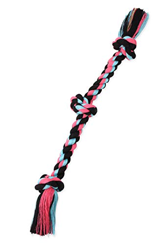 Mammoth Flossy Chews Color Rope Tug  Premium Cotton-Poly Tug Toy for Dogs  Interactive Dog Rope Toy  Tug Dog Chew Toy (Colors May Vary)