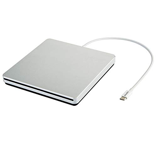 VikTck USB-C Superdrive External DVD/CD Reader and DVD/CD Burner for Apple-MacBook Air/Pro/iMac/Mini/MacBook Pro/ASUS/ASUS/DELL Latitude with USB-C Port Plug and Play(Silver)