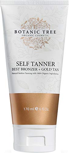 Botanic Tree Self Tanner-Organic Sunless Tanner for Natural-Looking Fake Tan-Herbal Self Tanning Lotion for Flawless Bronzer Skin-Instant Face and Body Tanner for Fair and Dark Skin.