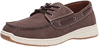 Amazon Essentials Men's Lace Up Boat Shoe Sneaker, Brown, 8 D US