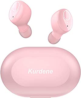 Kurdene Wireless Earbuds,Bluetooth Earbuds with Charging Case Bass Sounds IPX8 Waterproof Sports Headphones with Mic Touch Control 24H Playtime-Rose Pink