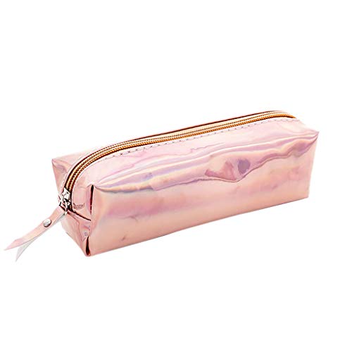 FineLaser Pencil Bag Large Capacity Simple Sequins Cool Pen Box Student Student Stationery Bag Pencil Bag,Cosmetic Bag Travel Makeup Bag (Rose Gold)