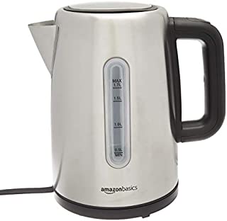 Amazon Basics Stainless Steel Fast, Portable Electric Hot Water Kettle for Tea and Coffee, 1.7-Liter, Silver