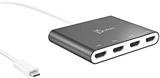 j5create USB-C to Quad HDMI Adapter Hub - Multi Monitor Video Splitter - Support 4 1080p 60Hz Display - Compatible with MacBook Thunderbolt 3 Ports, and Other Type-C Laptops