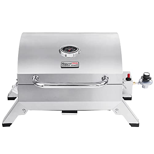 Royal Gourmet GT1001 Tabletop Gas Folding Legs and Lockable Lid Portable Tailgate Grill, Silver